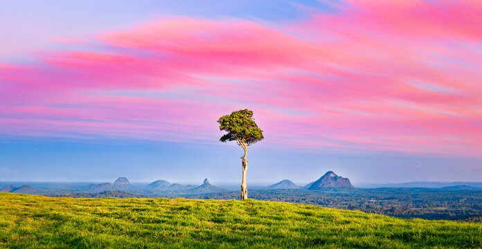 Sunset over Maleny One Tree Hill