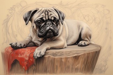 Pugtastic Art Exhibition: Dazzling Variety of Pug Drawings, generative AI