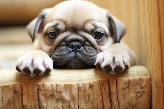 Adorable Baby Pug Pictures: Showcasing Tiny Paws and Cute Wrinkles, generative AI