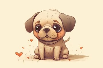 Naklejka premium Cute Pug Drawings: Whimsical Touches by Talented Artist, generative AI
