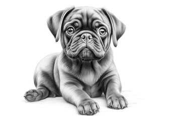 Obraz premium Captivating Pug Drawing Showcasing Unique Body Shape and Expressions, generative AI