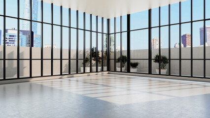 Large luxury modern bright interiors Living room mockup illustration 3D rendering computer digitally generated image