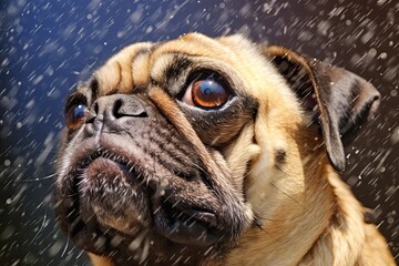 Pug Weather Reactions: Captivating Images of Pugs Embracing Different Weather Conditions, generative AI