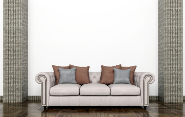 Large luxury modern bright interiors Living room mockup illustration 3D rendering computer digitally generated image