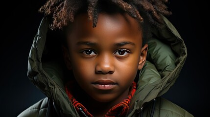 Close-up of a young Afro-American boy.