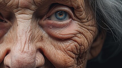 Image of close up old eyes wrinkles grandma.
