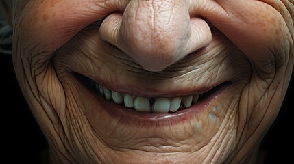 Obraz premium Image of close up old smile wrinkles grandma.