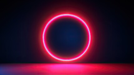 Spectacular scene with a minimalistic neon circle on a deep background.