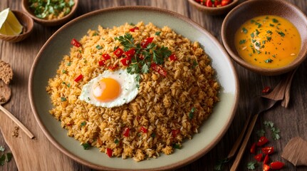 Tempting the taste buds and pampering the taste buds: Delicious Fried Rice with the addition of sunny side up egg.  🍳🌶️
