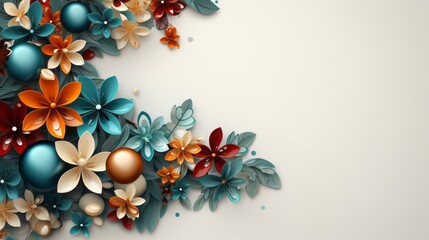 A Christmas background with colorful baubles. Generative AI. 