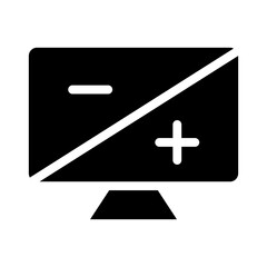 
Computer screen settings brightness icon symbol, vector brightness settings with plus and negative symbols on white background in simple design, editable.
