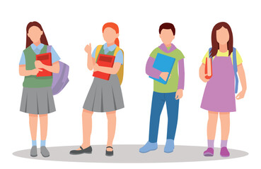 Obraz premium vector illustration of students in different postures