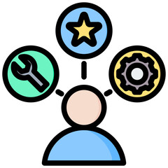Employee Skills Outline Color Icon