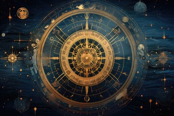 Obraz premium Abstract astrological background with zodiac signs Astrology horoscope background