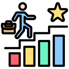 Career Path Outline Color Icon