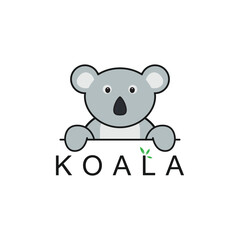 Koala Logo Template with Flat Style Vector Illustration