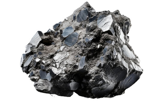 Unpolished Silver Ore Sample on isolated background