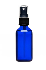 blue spray bottle isolated on white with no label