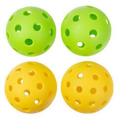 Pickle balls, two yellow and two green