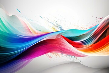 Abstract background with flowing waves and colorful streaks. Generative AI