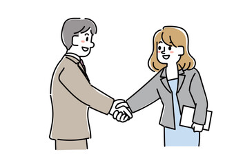 握手をしているビジネスマンのイラストセット