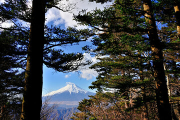 道志山塊の御正体山　峰宮跡展望台から望む富士山
