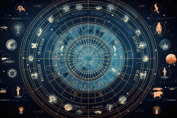 Obraz premium Abstract astrological background with zodiac signs Astrology horoscope background