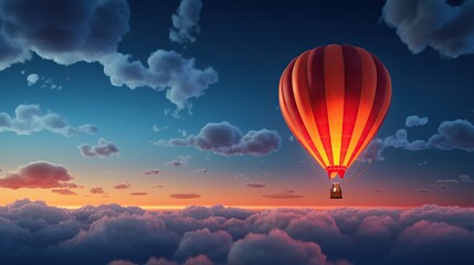 Obraz premium Hot air balloon at sunset in the sky
