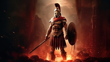 Spartan warrior - obrazy, fototapety, plakaty