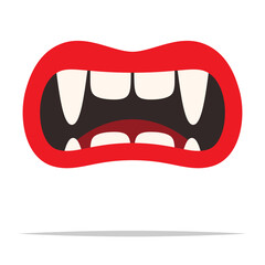 Funny cartoon vampire mouth with fangs vector isolated illustration