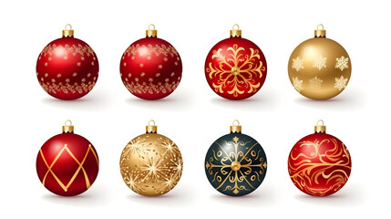 Christmas balls clipart set. Collection of christmas balls, isolated on a white background vector illustration set. Christmas card.