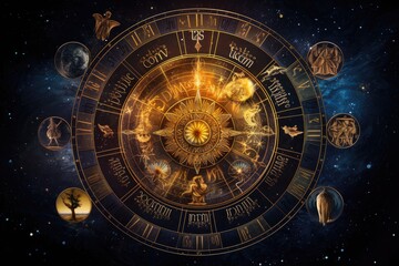 Abstract astrological background with zodiac signs Astrology horoscope background