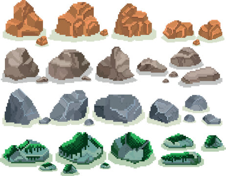 Stone Pack in Pixelarte format, Vectorized Pixel Stones.