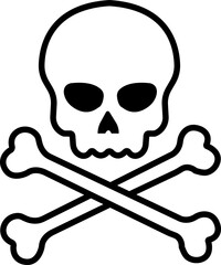 Black line Crossbones Skull Human shape icon. Death, danger or poison symbol. Mortality symbol. Satanic imagery. Horror icon. Occult, Demon, Rock and roll Logo Icon isolated on transparent background.