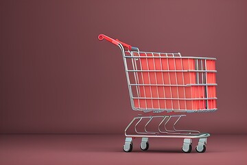 Red shopping cart with empty space for text