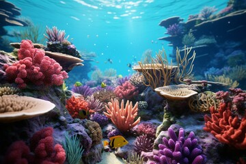 Obraz na płótnie Canvas coral reef and fishes, Generative AI