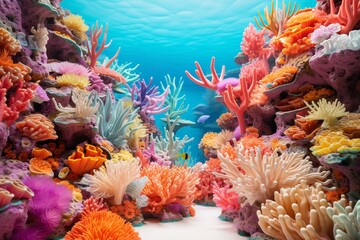 Fototapeta na wymiar coral reef and fishes, Generative AI