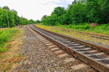 Railway. Background with selective focus and copy space