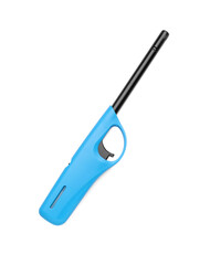 Blue gas lighter for stove isolated on white, top view