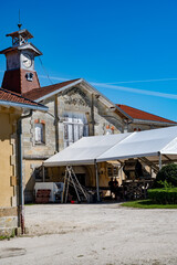 Views of wine domain or chateau in Haut-Medoc red wine making region, Pauillac village, Bordeaux, left bank of Gironde Estuary, France