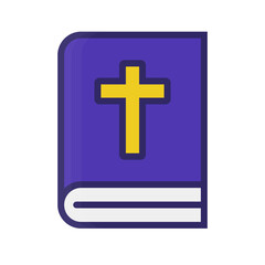 Purple Bible icon. Christian and Judaism religious text. Vector.