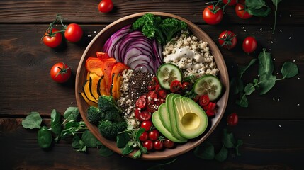 Obraz na płótnie Canvas Delicious and tasty healthy food salad on the table AI Generative