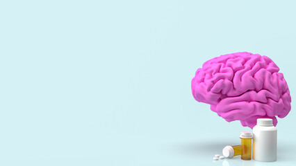 The Brain and drug for sci or medical concept 3d rendering