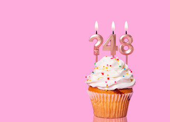 Birthday Cake With Candle Question Mark And Number 48