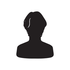 男性シルエットアイコン　センターパート黒
