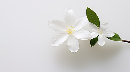 Portrait beautiful jasmine flower isolated on white background AI Generative
