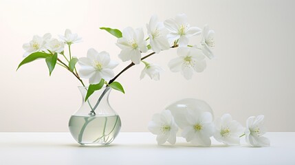 Portrait beautiful white cherry blossom flower isolated on white background AI Generative