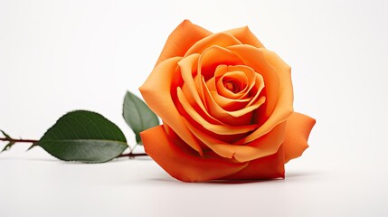 Portrait beautiful orange rose flower isolated on white background AI Generative