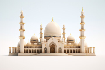 Obraz premium bright creamy white mosque on solid white background