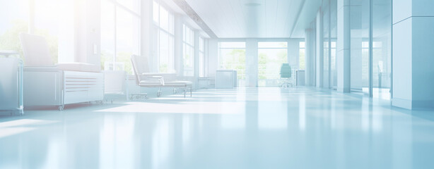 BEAUTIFUL BLURRED BACKGROUND OF LIGHT  OFFICE INTERIOR WITH PANORAMIC WINDOWS, HORIZONTAL IMAGE. image created by legal AI